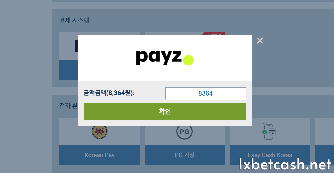 1XBET 입금 결제 시스템 방식