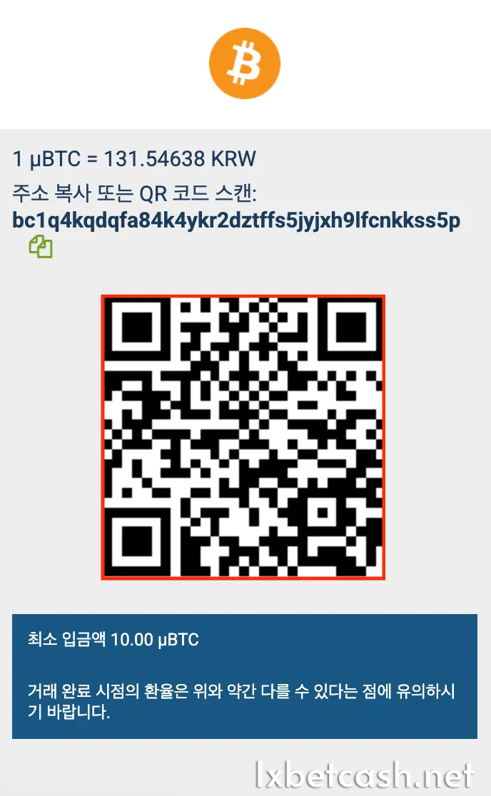 귀하의 계좌에 비트코인을 입금하기 위한 거래를 하십시오.